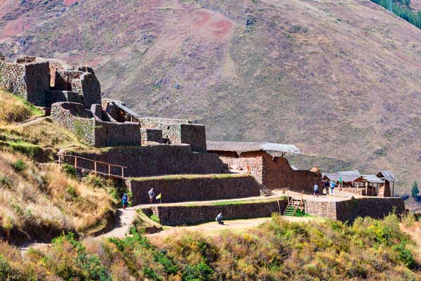 Tourists strolling and enjoying Pisac.