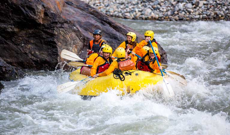 Rafting on the essential Inca Jungle Trek.