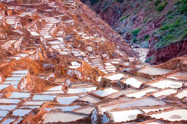 Salt terraces of Maras near Cusco in Peru south