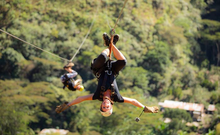 Zipline through the Inca mountains on the Jungle Trek to Machu Picchu.