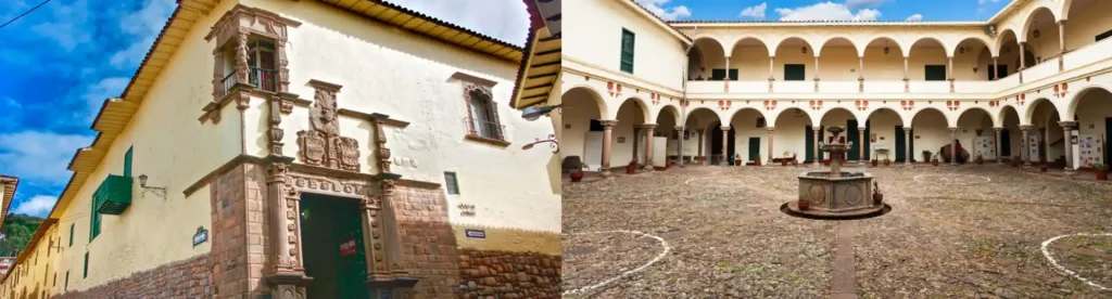 Cusco Historical & Archaeological Sites, Interior of the Museo Inka in Cusco showing Inca artifacts, ceramics, textiles, and archaeological exhibits in a historic colonial building